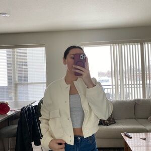 Zara Cream Bomber Jacket